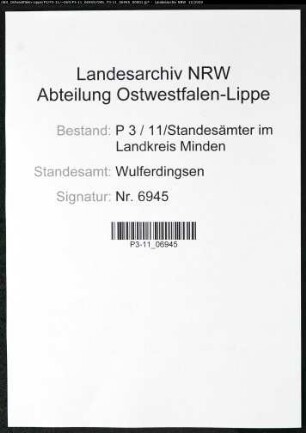 Sterberegister Standesamt Wulferdingsen