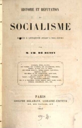 Histoire et réfutation du Socialisme depuis l‛antiquité jusqu‛à nos jours