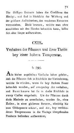 CXIII. Verhalten der Pflanzen und ihrer Theile bey einer höhern Temperatur.