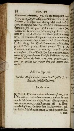 Assertio septima. [...] circa Ecclesiæ infallibilitatem.