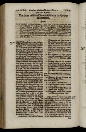 Das III. Capitel. Von denen mitlern Stamm-Gliedern der Herzoge in Pommern.
