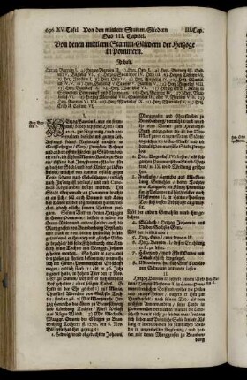Das III. Capitel. Von denen mitlern Stamm-Gliedern der Herzoge in Pommern.
