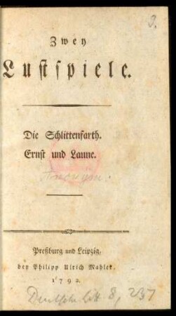 Zwey Lustspiele
