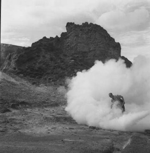 Vulcano, Reisegefährte Helbigs in einer Dampfwolke einer Fumarole
