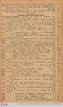 Sachsen, Albertinische Linie (Nr. 2259 - 2453)