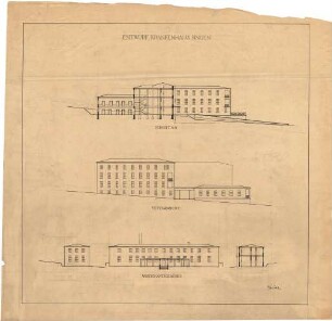 Billing, Hermann; Singen; Krankenhaus - Wirtschaftsgebäude (Ansichten; Schnitt)