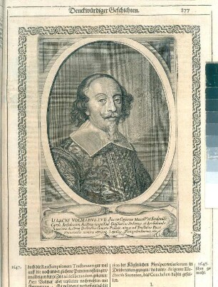 Isaacus Vaolmarus, S. 277. Kupferstich; 187 x 150 mm (Bildspiegel). Aus: Theatri Europaei ... Sechster und letzter Theil. 1647-1651. Franckfurth, M., Matthäi Merians sel. Erben. Dresden: SLUB Hist.univ.B.0062
