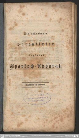 Neu erfundener patentirter tragbarer Sparkoch-Apparat