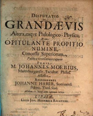 Disp. de grandaevis altera, eaque philologico-physica