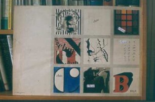 Schriftzeichen cbm. Collage aus Tusche, Deckfarben, Schriftdrucken, Spritztechnik; 42 x 59,3 cm (1931; H. Rose)
