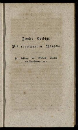 Zweite Predigt. Die erreichbaren Wünsche