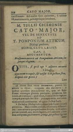 M. Tullii Ciceronis Cato Major, Vel Senectute Ad T. Pomponium Atticum