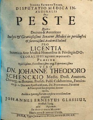 Disputatio Medica Inauguralis De Peste