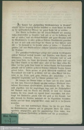 [Aufforderung zur Unterstützung der kathol. Gesellenvereins zu Dresden]