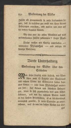 Vierte Unterhaltung. Verbreitung der Völker über den Erdboden