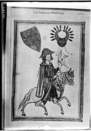 Heidelberg Manesse Liederhandschrift Ulrich von Gutenburg reitet zur Falkenbeize