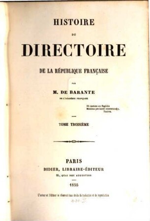 Histoire du Directoire de la République Française, 3
