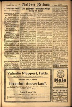Zweite Ausgabe vom Sonntag, den 11. Januar 1925.