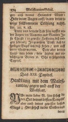 Das XXI. Capitel. Handlung mit dem Maleficanten/ gegen und auff der Wallstatt.