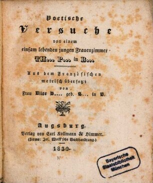 Poetische Versuche eines Frauenzimmers