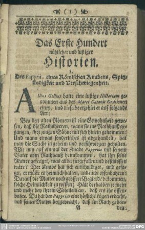Das Erste Hundert nützlicher und lustiger Historien