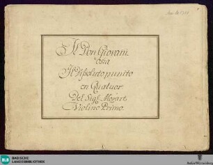 Don Giovanni. Arr - Don Mus.Ms. 1388 : vl (2), vla, vlc; KV 527
