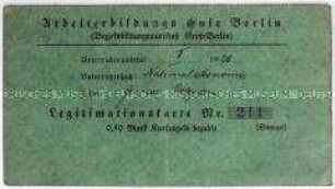 Teilnehmerkarte der Arbeitsbildungsschule Berlin