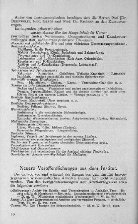 Neuere Veröffentlichungen aus dem Institut.