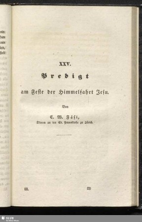 XXV. Predigt am Feste der Himmelfahrt Jesu