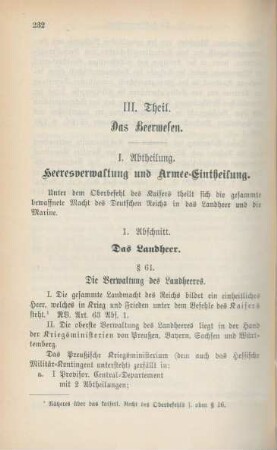 III. Theil. Das Heerwesen.