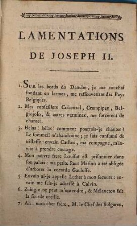 Lamentations de Joseph II.