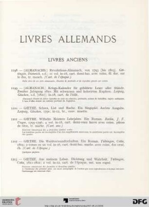 Livres allemands (Nr. 1198-1239)