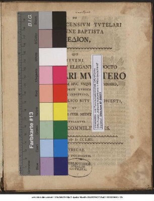 De Sancto Lvbecensivm Tvtelari D. Ioanne Baptista Schedion