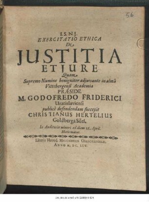 Exercitatio Ethica De Iustitia Et Iure