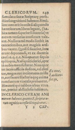 In Clerico Curam Animarum habente, quanta S. scripturarum cognitio necessario requiratur. Cap. IIII.