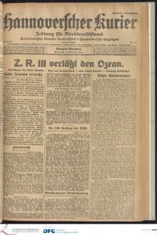 Hannoverscher Kurier : Hannoversches Tageblatt ; Morgenzeitung für Niedersachsen