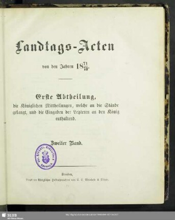 1871/73,2: Landtags-Acten / Die königlichen Mittheilungen