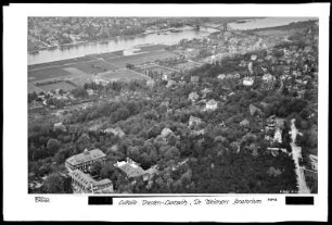 Dresden-Loschwitz, Dr. Weidners Sanatorium mit Loschwitzer Elbbrücke, Luftbild