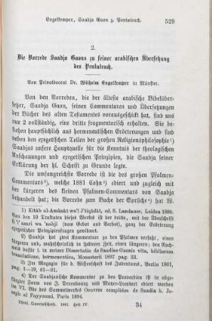 529-554 Die Vorrede Saadja Gaons zu seiner arabischen Übersetzung des Pentateuch