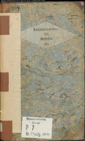Zivilstandsregister der Munizipalität Westerholt (H 1811). (Gemeinde: Westerholt, Kreis Recklinghausen)