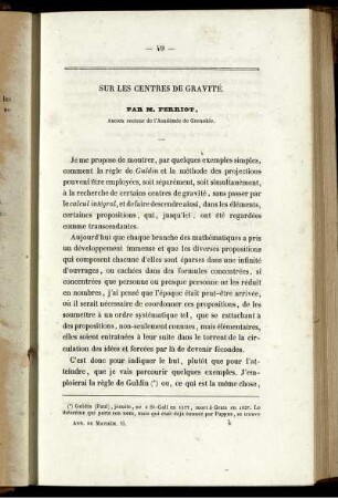 Sur les centres de gravitè.