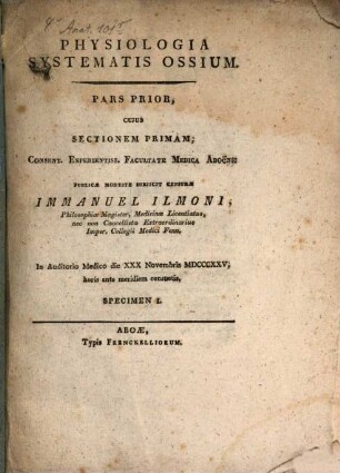 Physiologia systematis ossium, Pars 1, Specim. 1