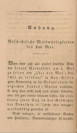 Geschichtliche Merkwürdigkeiten des 1ten Mai.