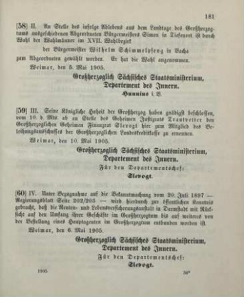 58. Ministerialbekanntmachung, betreffend die Ersatzwahl eines Landtagsabgeordneten