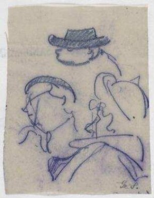 [o.T.]. Drei Köpfe im Profil