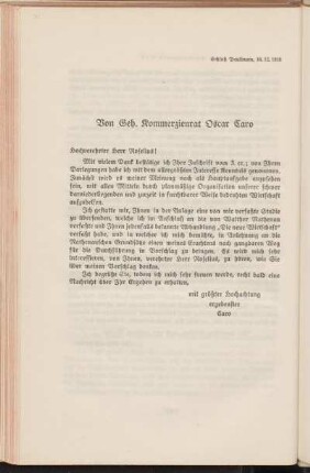 Von Geh. Kommerzienrat Oscar Caro