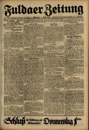 Ausgabe vom Mittwoch, den 17. April 1918.
