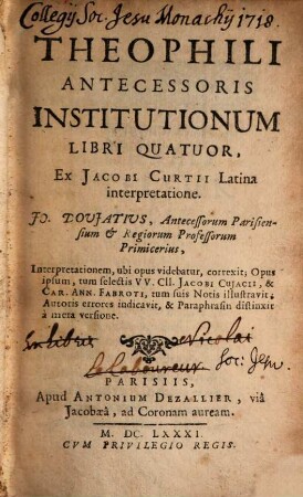 Theophili Institutionum iuris civilis libri IV, 1