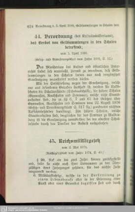 45. Reichsmilitärgesetz vom 2. Mai 1874