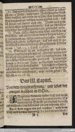 Das III. Capitel. Von dem ewigen ursprung, und leben der ewigen weißheit in GOtt